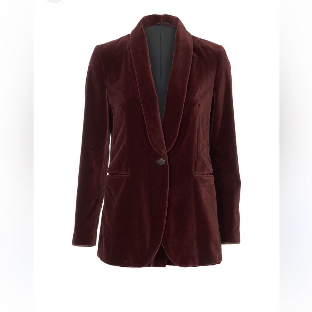 Brunello Cucinelli Velvet Maroon Blazer NWT